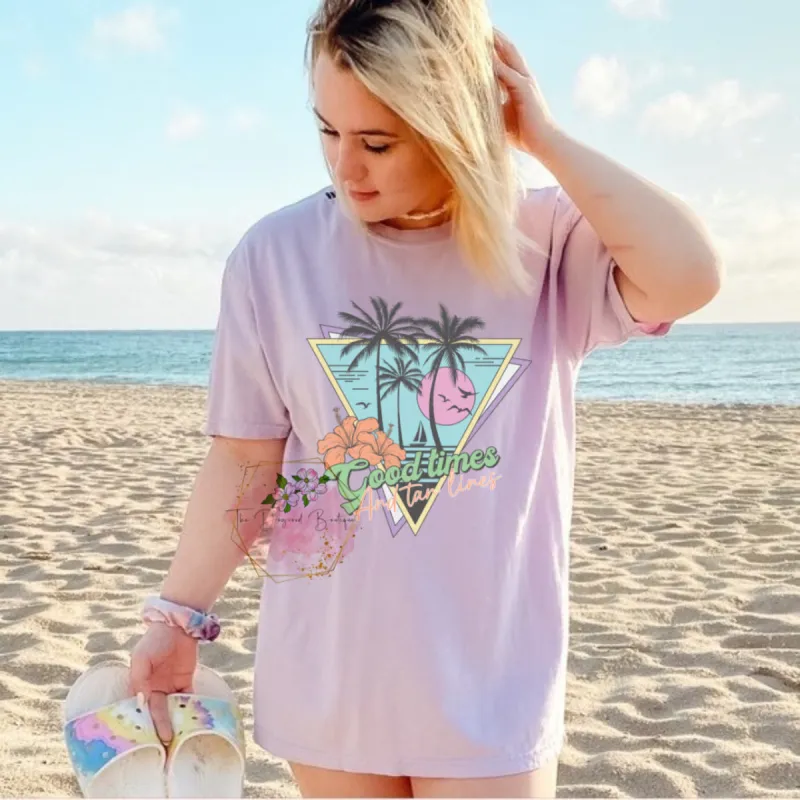 Good Times & Tan Lines Comfort Colors Tee sold by The Dogwood Boutique