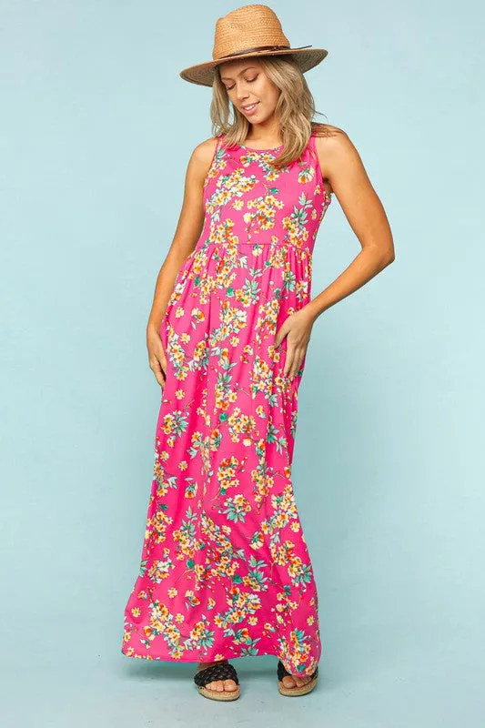 FLORAL FIT AND FLARE MAXI WITH SIDE POCKETS sold by The Dogwood Boutique product image thumbnail 3