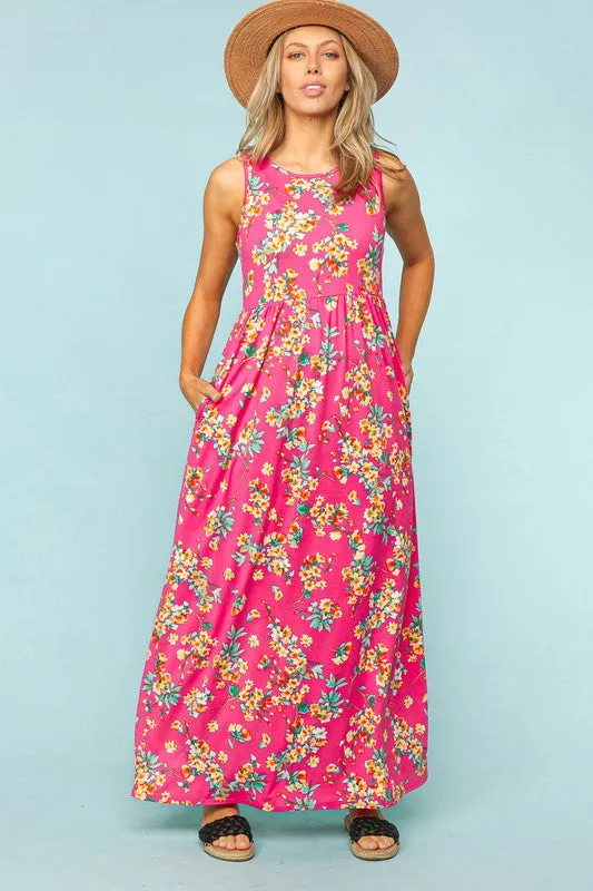 FLORAL FIT AND FLARE MAXI WITH SIDE POCKETS sold by The Dogwood Boutique product image thumbnail 5