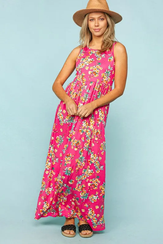 FLORAL FIT AND FLARE MAXI WITH SIDE POCKETS sold by The Dogwood Boutique product image thumbnail 4