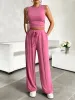 Mock Neck Sleeveless Top and Drawstring Pants Set sold by The Dogwood Boutique
