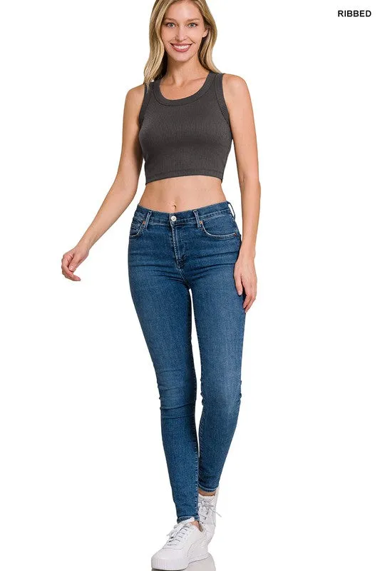 Ribbed Scoop Neck Crop Tank Top sold by The Dogwood Boutique product image thumbnail 2