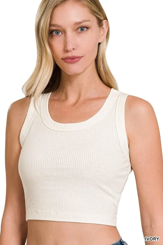 Ribbed Scoop Neck Crop Tank Top sold by The Dogwood Boutique product image thumbnail 3