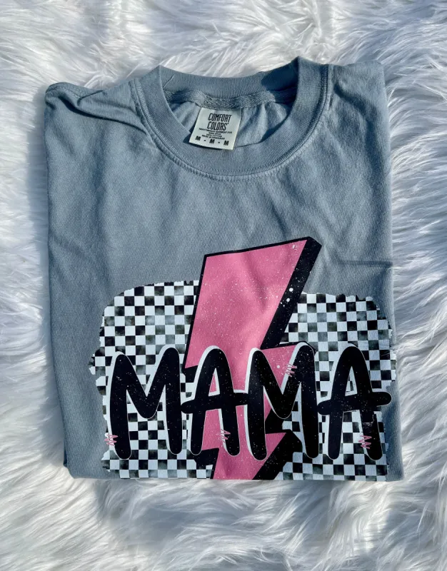 Mama Lightning Bolt Comfort Colors Tee sold by The Dogwood Boutique
