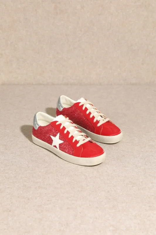 Red Glitter Star Sneakers sold by The Dogwood Boutique