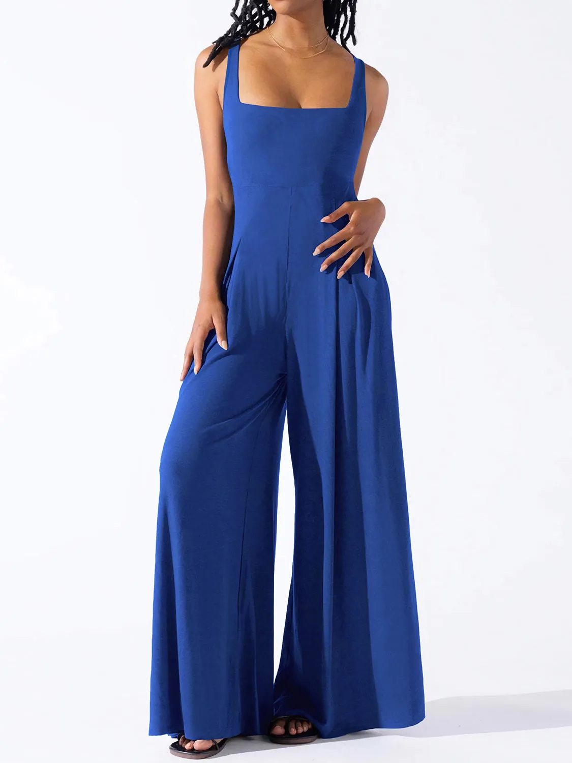 Square Neck Wide Strap Jumpsuit sold by The Dogwood Boutique product image thumbnail 5