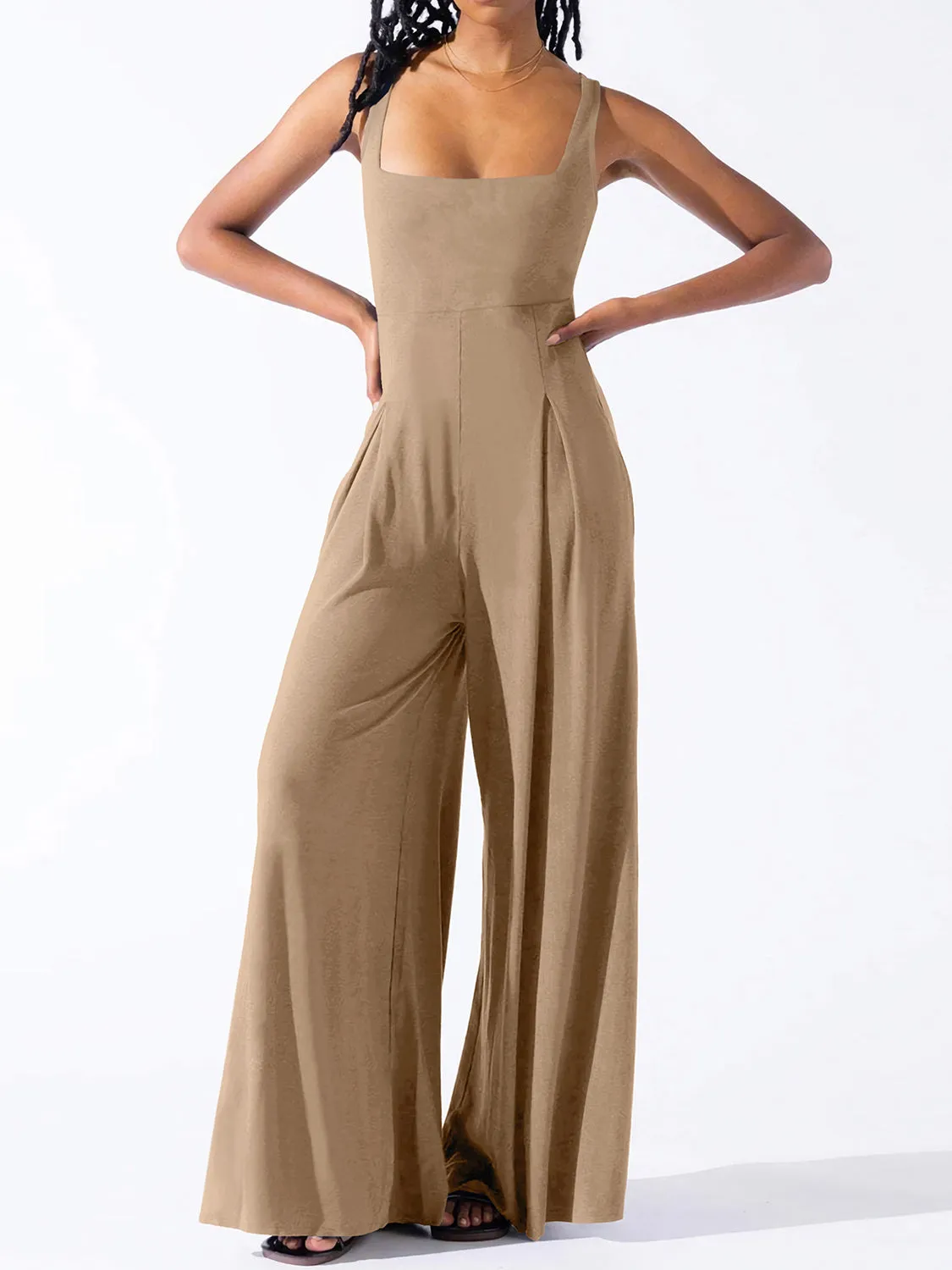 Square Neck Wide Strap Jumpsuit sold by The Dogwood Boutique product image thumbnail 2