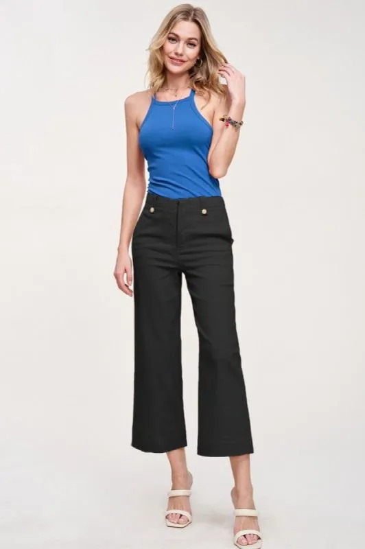 Black Wide Leg Cropped Pants sold by The Dogwood Boutique