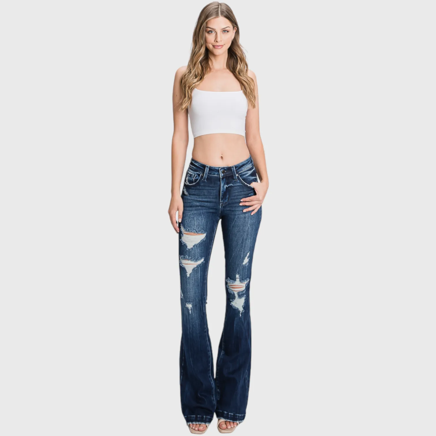 Petite Length Denver Flare Jeans sold by The Dogwood Boutique