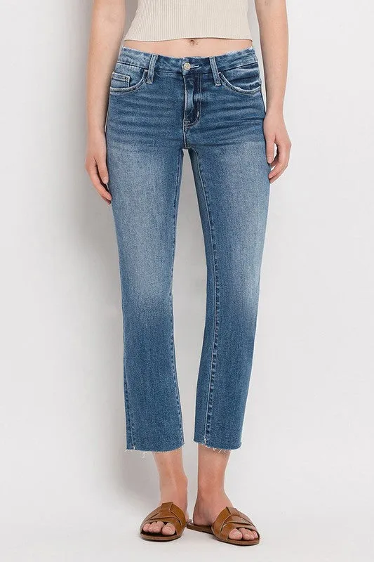 Mid Rise Crop Slim Straight Jeans sold by The Dogwood Boutique