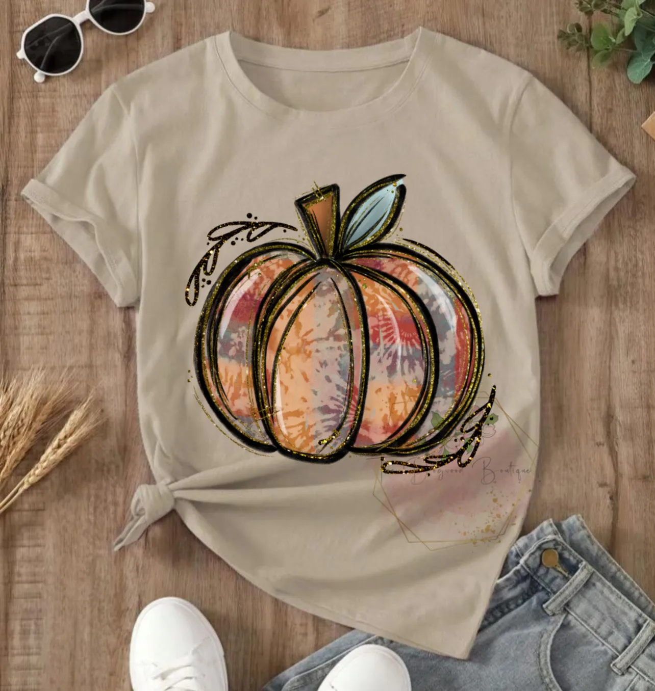 Tie Dye Pumpkin Tee sold by The Dogwood Boutique