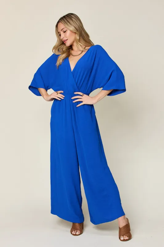 Double Take Full Size Half Sleeve Wide Leg Jumpsuit sold by The Dogwood Boutique