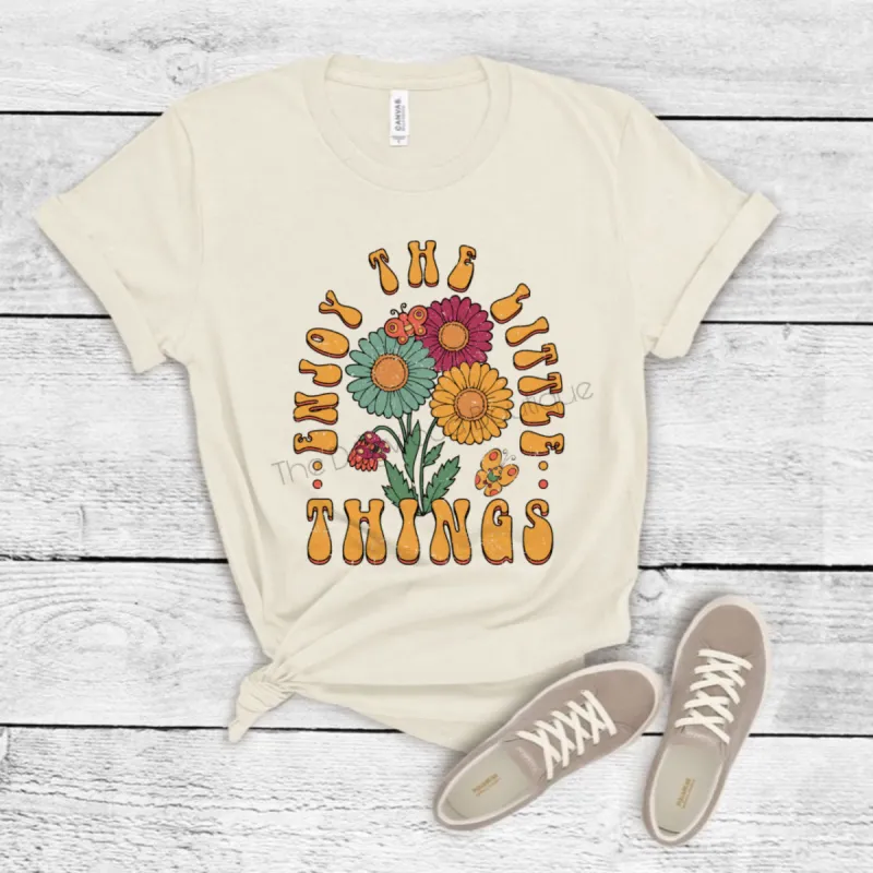 Enjoy The Little Things Boho Floral Tee sold by The Dogwood Boutique