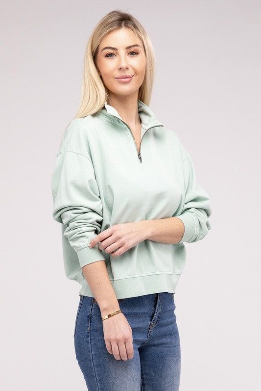 Half Zip Long Sleeve Sweatshirt sold by The Dogwood Boutique product image thumbnail 3