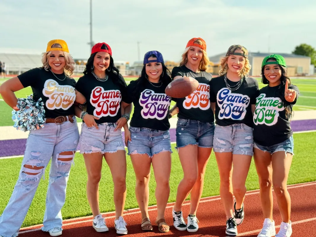 Sync Logic - Big Game Day Retro Glitter Tee sold by The Dogwood Boutique