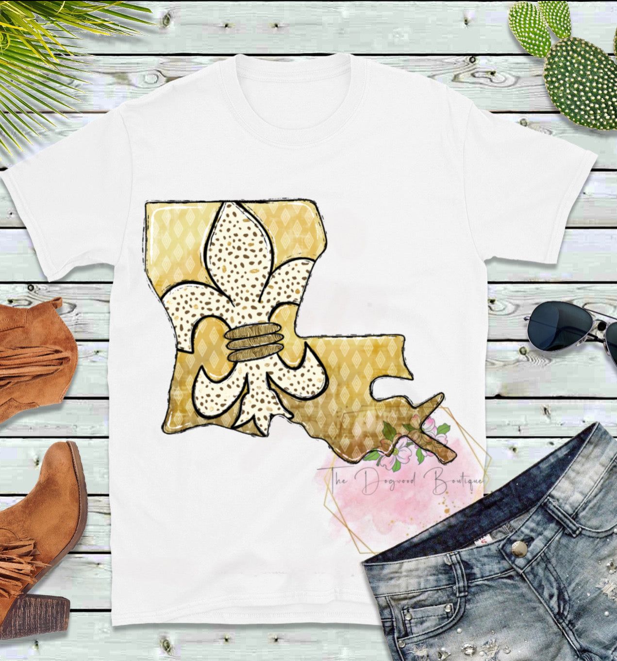 *Exclusive* LA State Gold Fleur De Lis Tee sold by The Dogwood Boutique product image thumbnail 2