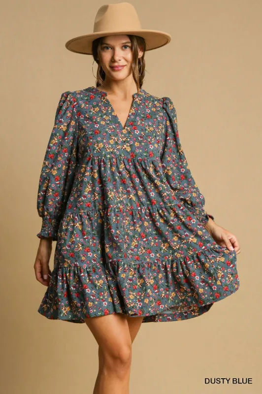 Dusty Blue Floral V-Neck Dress (Copy) sold by The Dogwood Boutique