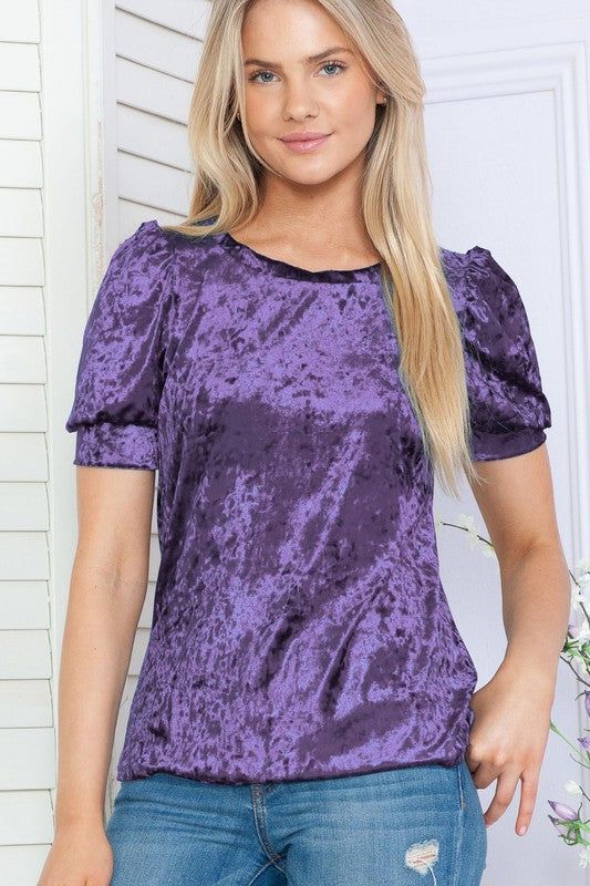 Plus Solid Velvet Short Sleeve Top sold by The Dogwood Boutique product image thumbnail 3