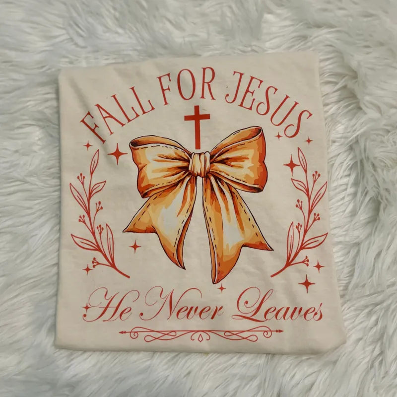 Fall For Jesus He Never Leaves Comfort Colors Tee sold by The Dogwood Boutique