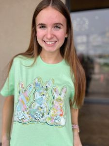 Watercolor Bunny Trio Tee sold by The Dogwood Boutique