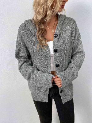 Button-Down Long Sleeve Hooded Sweater sold by The Dogwood Boutique