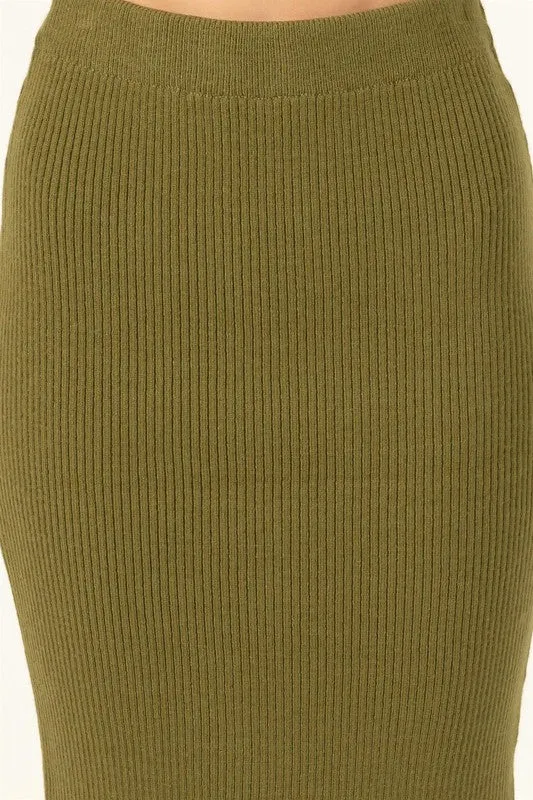 Fashionista High-Waist Ribbed Midi Skirt sold by The Dogwood Boutique product image thumbnail 5
