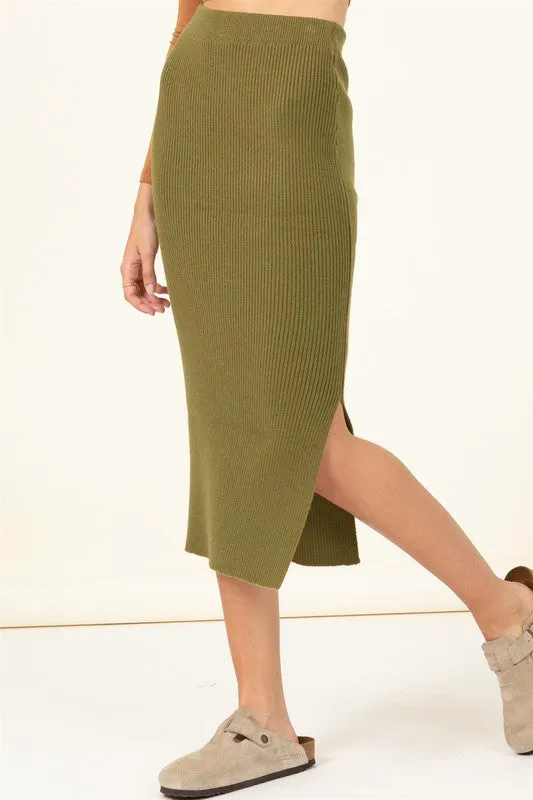 Fashionista High-Waist Ribbed Midi Skirt sold by The Dogwood Boutique product image thumbnail 2