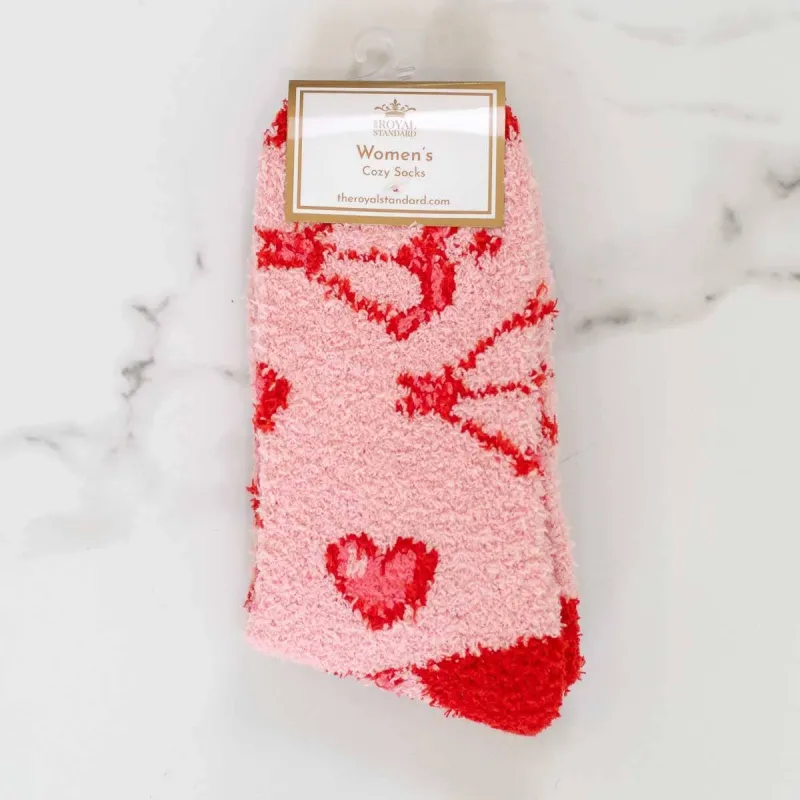 Cupid Cozy Socks   Pink/Red   One Size sold by The Dogwood Boutique