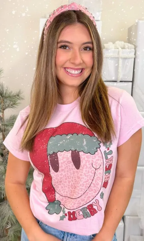 Merry Christmas Smiley  Kids or Adult Tee sold by The Dogwood Boutique