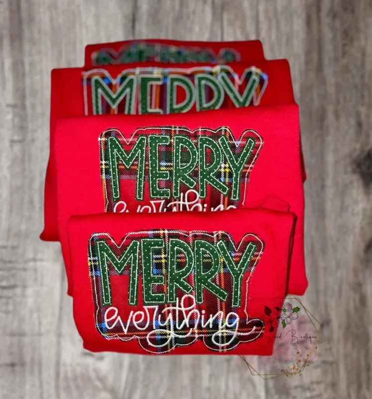 Merry Everything Applique' Sweatshirt sold by The Dogwood Boutique