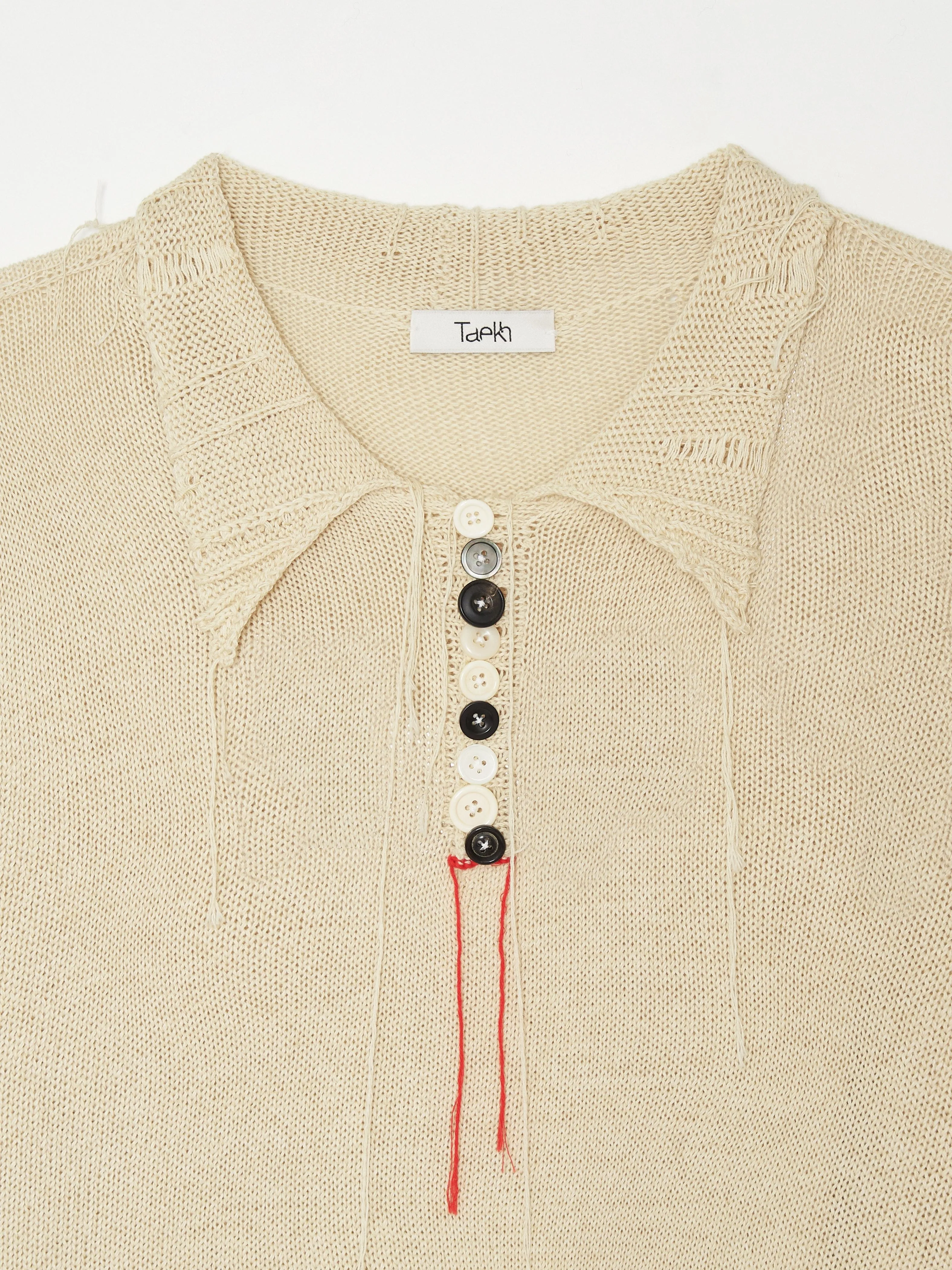 Hand Distressed collar knit001 - Ivory sold by APOC product image thumbnail 3