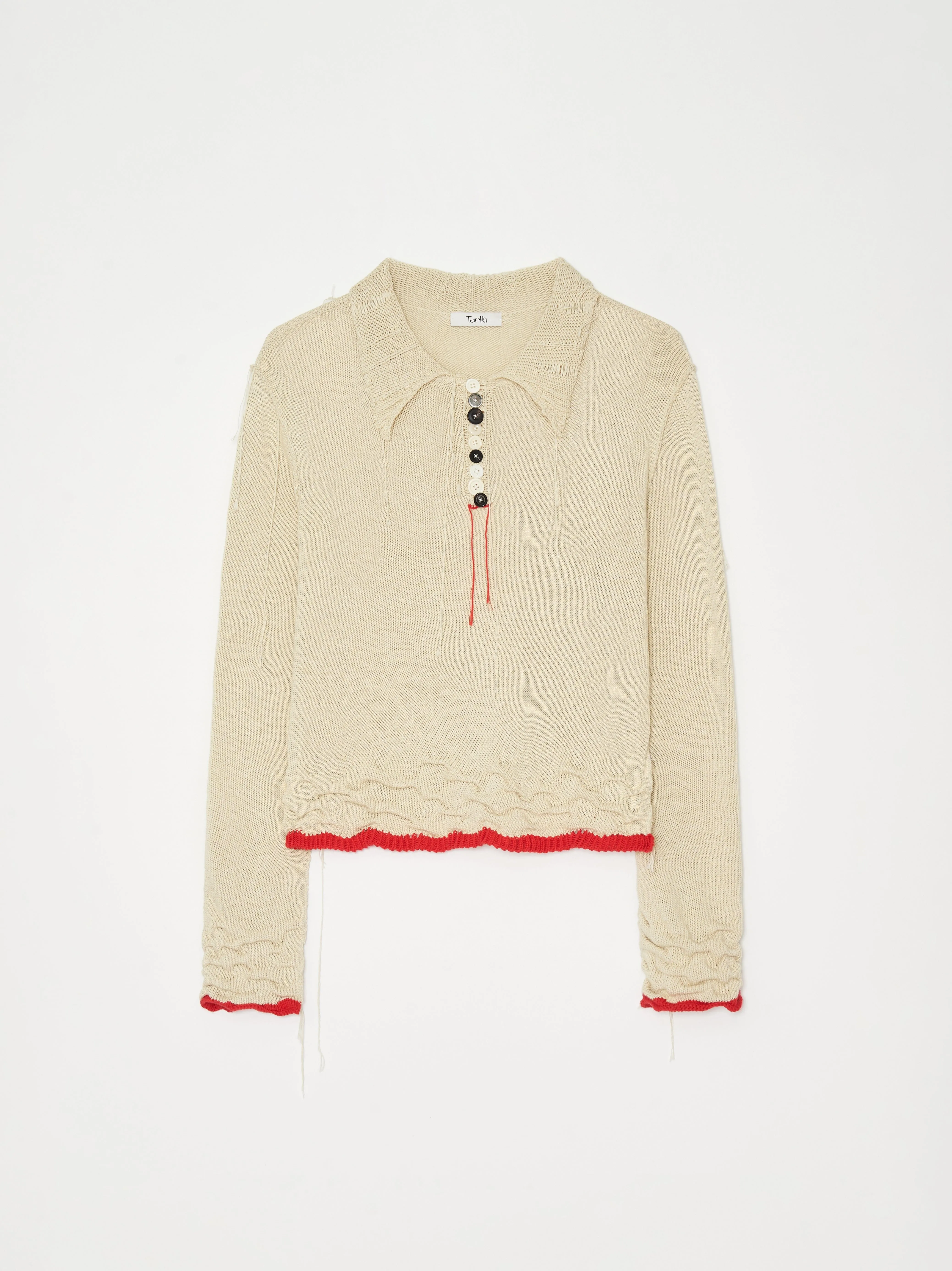 Hand Distressed collar knit001 - Ivory sold by APOC