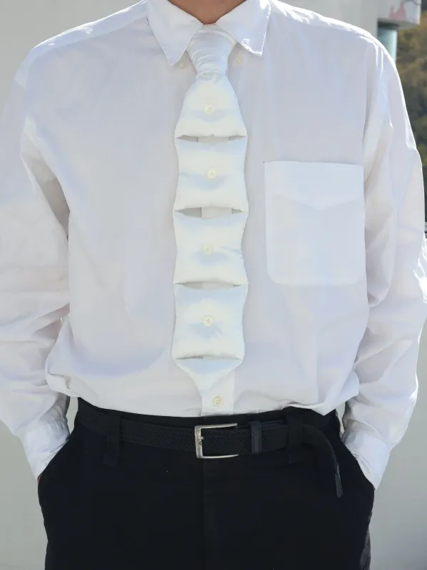 Silk Pillow Necktie Necklace - White made by APOC