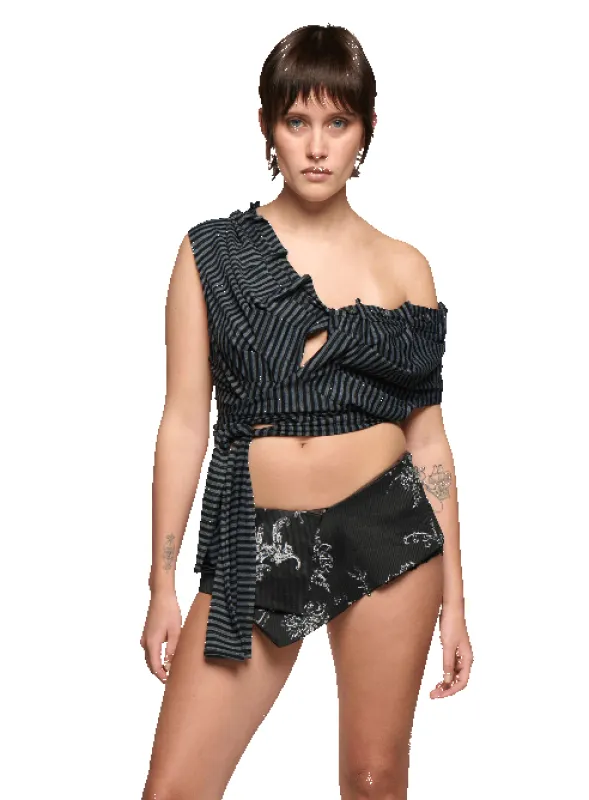 Backless Polo Shirt - Charcoal Stripe made by APOC