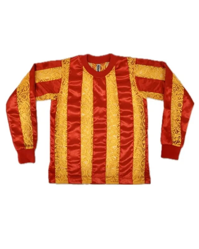 RIBBON STRIPE LACE FOOTY TOP RED/ORANGE made by APOC