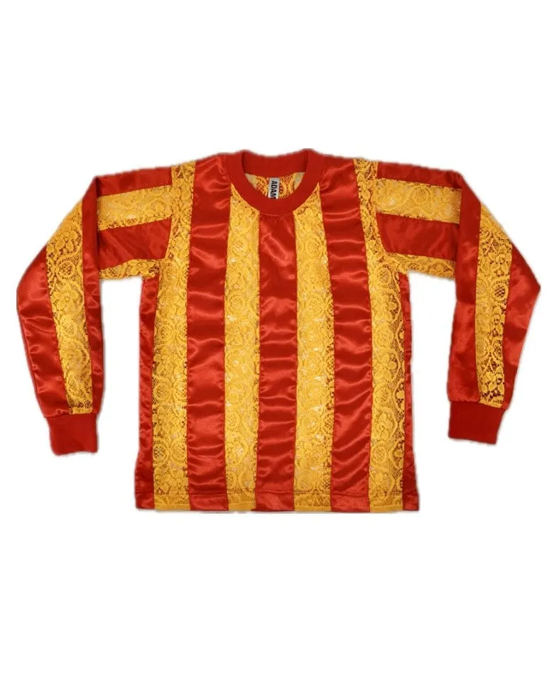RIBBON STRIPE LACE FOOTY TOP RED/ORANGE sold by APOC