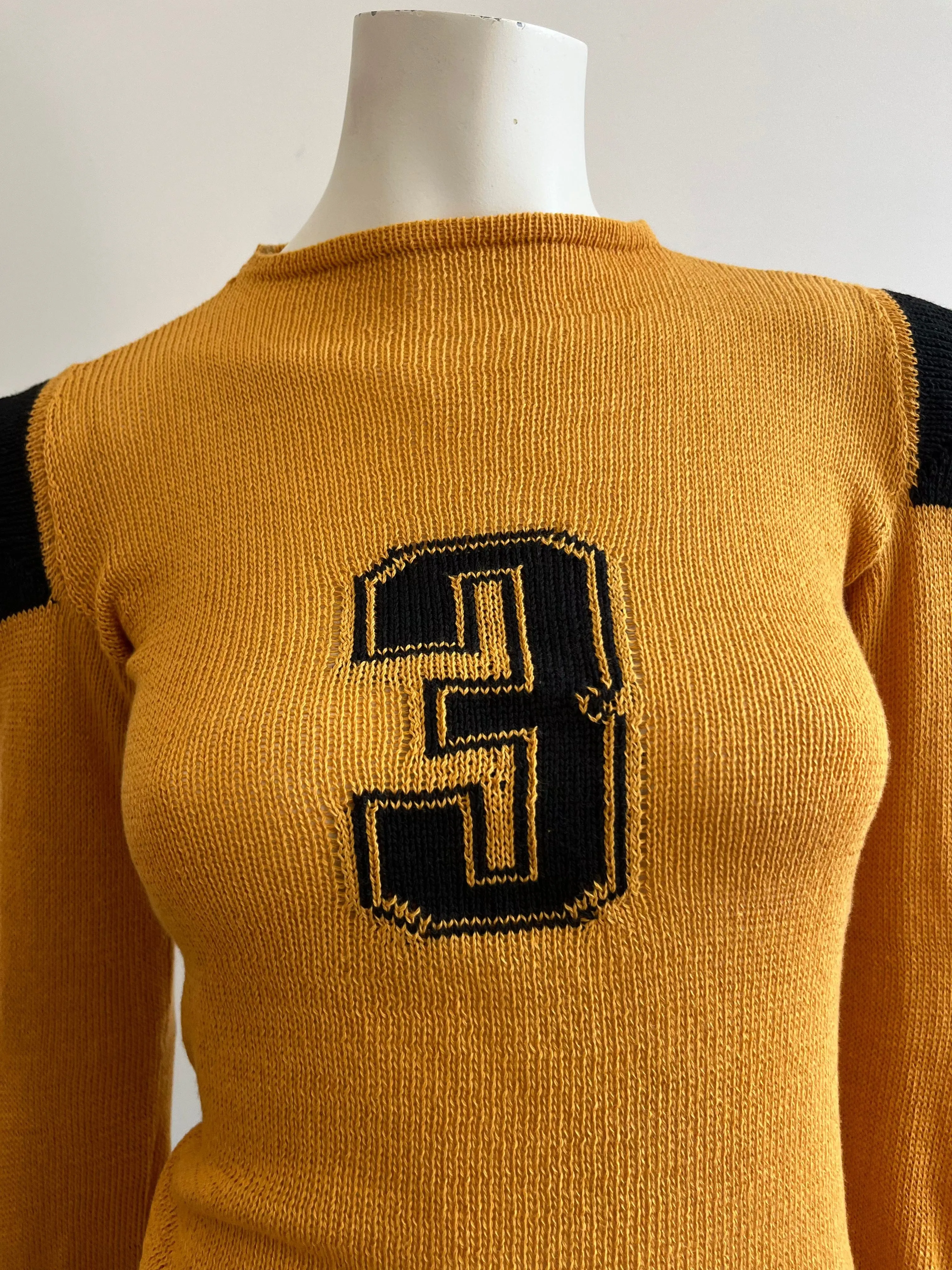 Football jersey cotton knit long sleeve yellow/black sold by APOC product image thumbnail 2