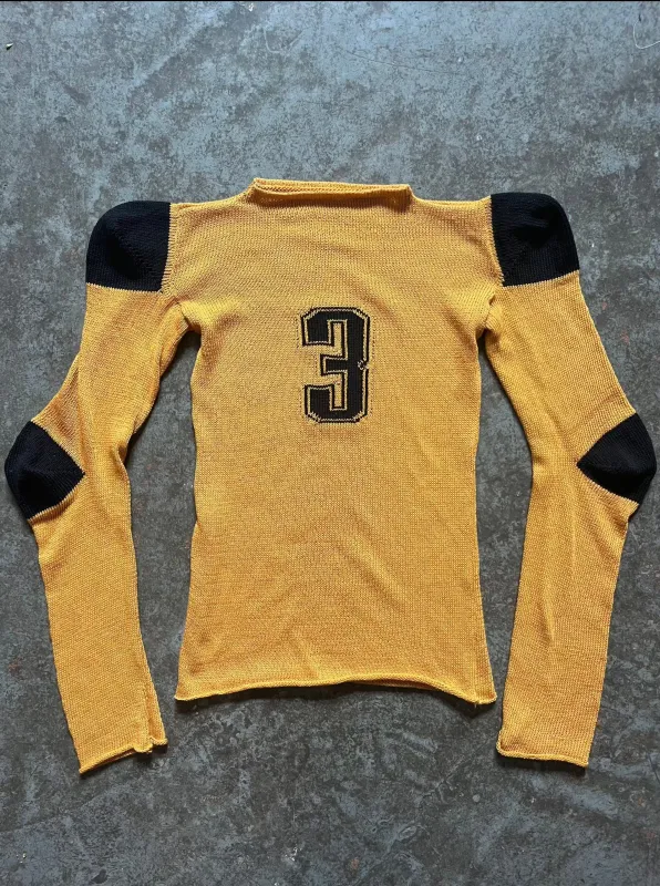 Football jersey cotton knit long sleeve yellow/black made by APOC