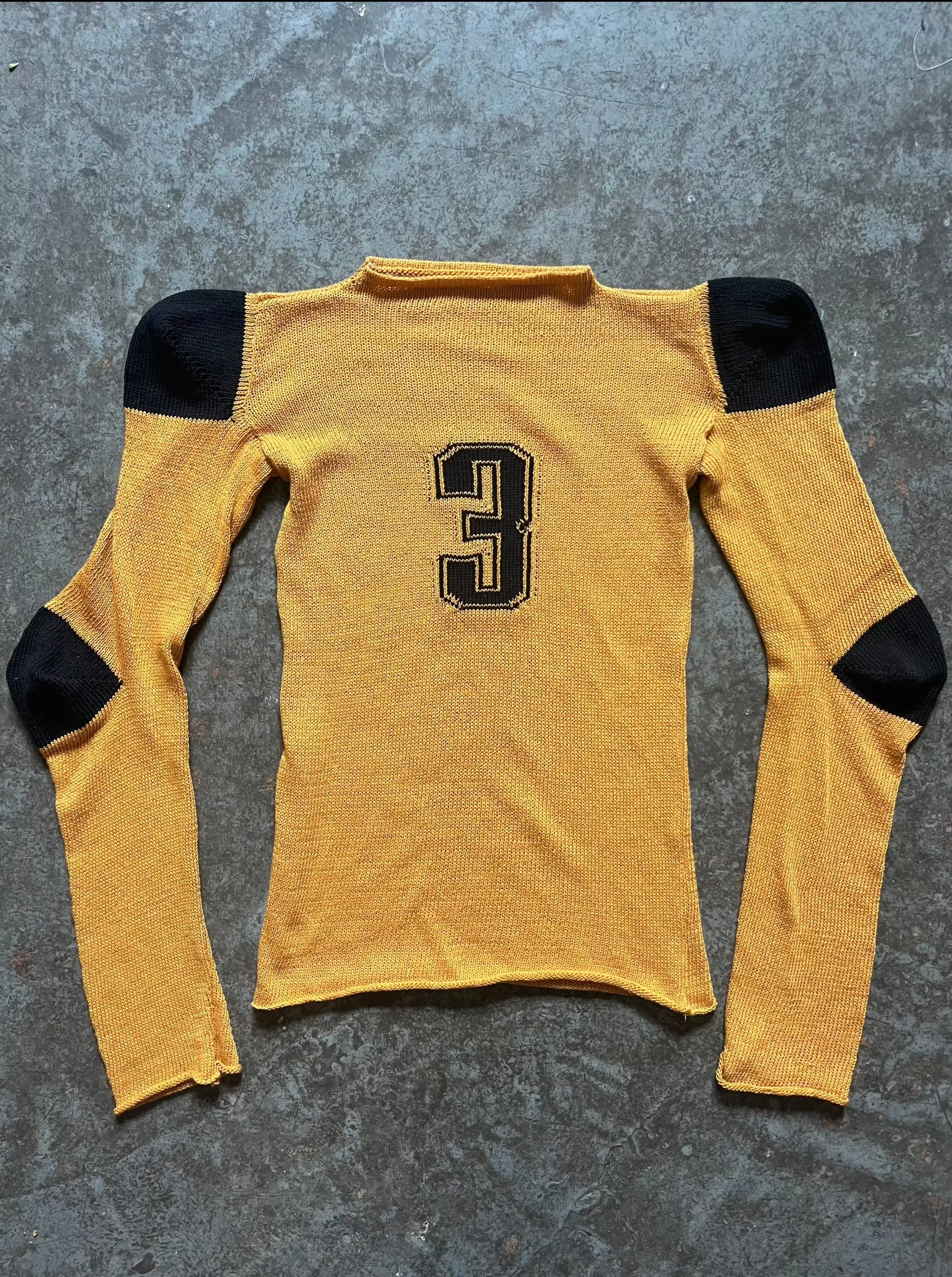 Football jersey cotton knit long sleeve yellow/black sold by APOC
