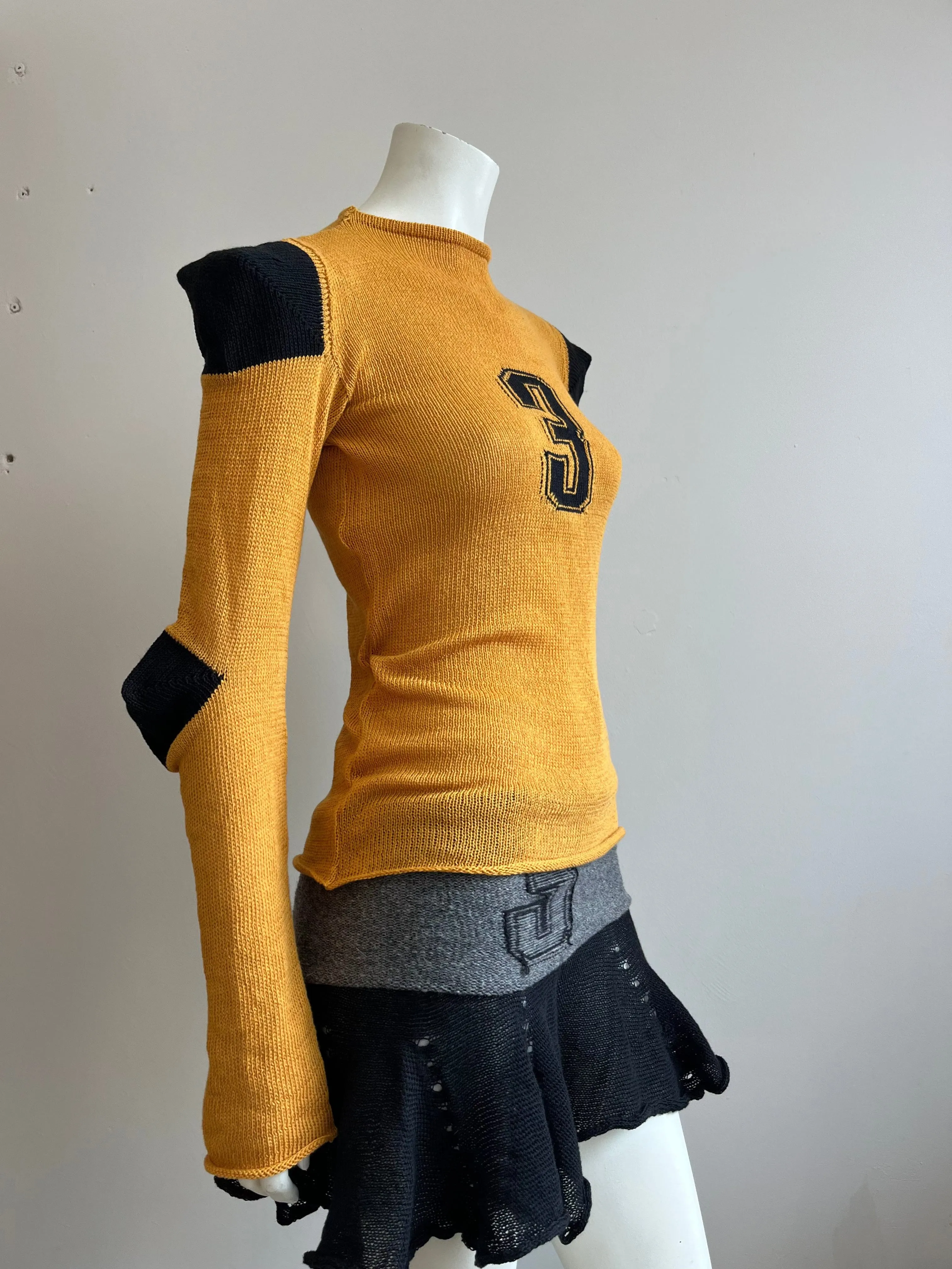 Football jersey cotton knit long sleeve yellow/black sold by APOC product image thumbnail 3