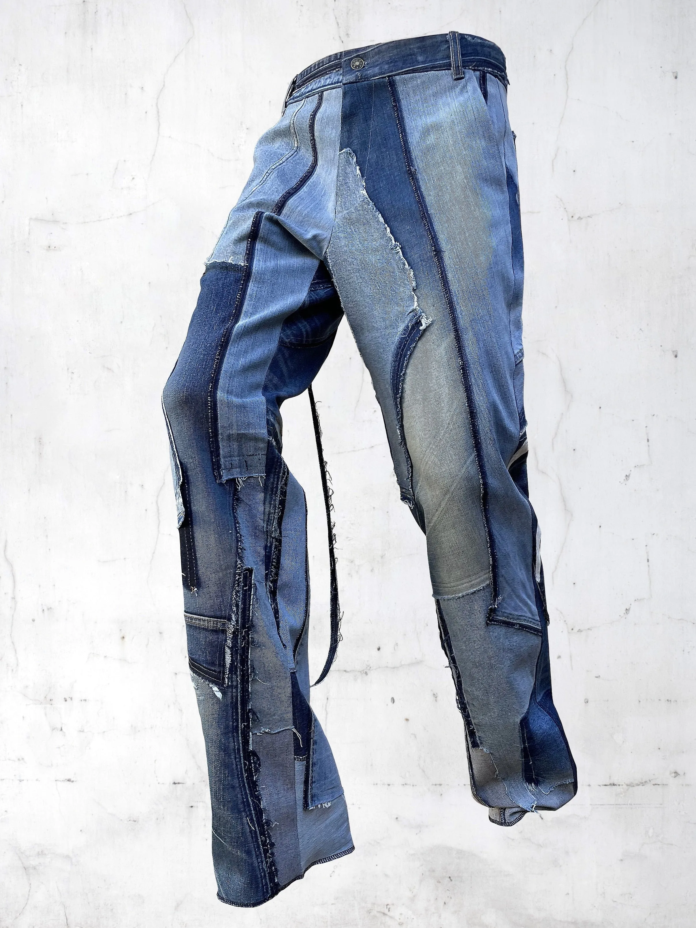 DENIM PRINTED PATCHWORK PANTS BLUE sold by APOC product image thumbnail 3