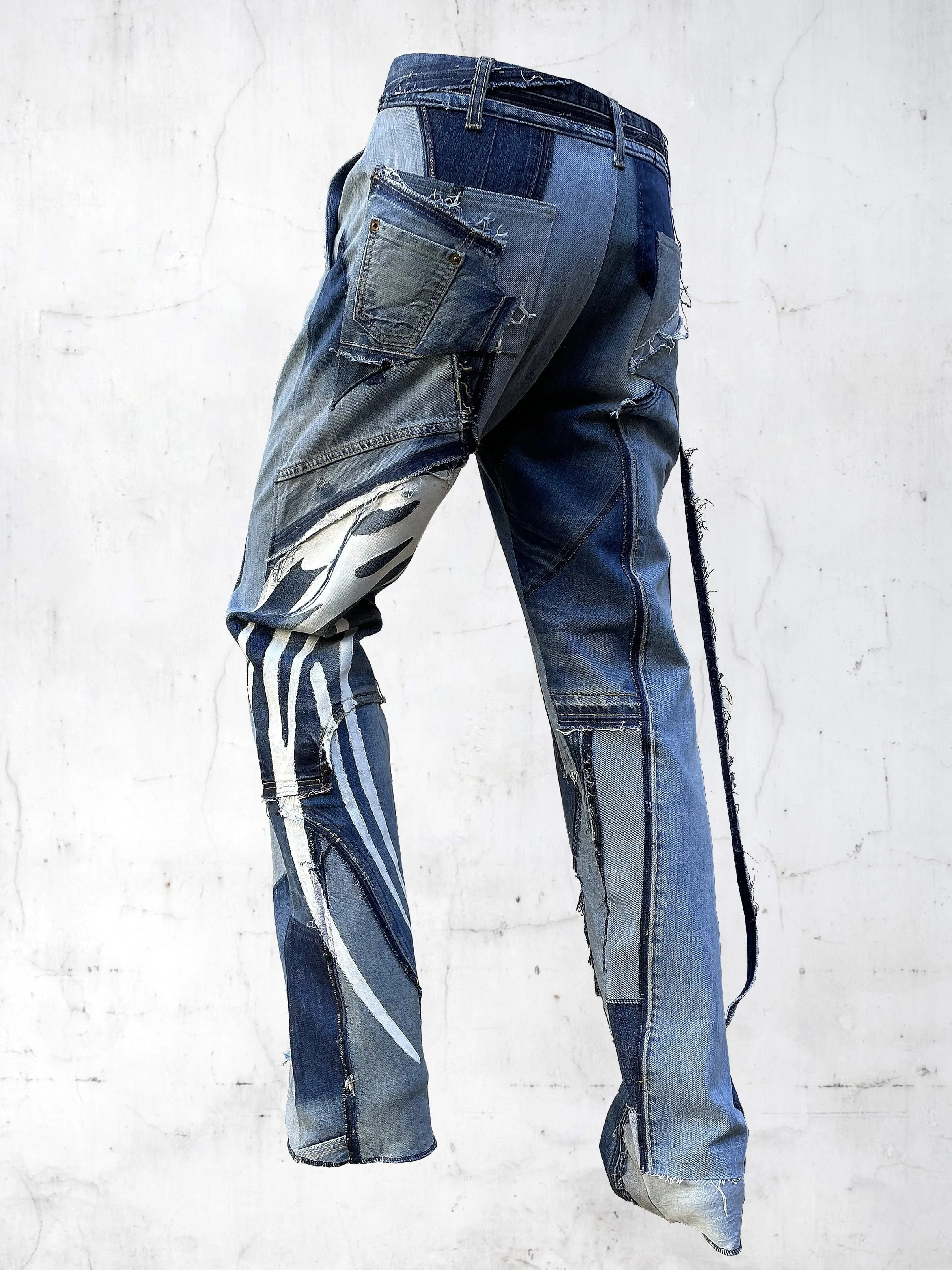 DENIM PRINTED PATCHWORK PANTS BLUE sold by APOC product image thumbnail 4