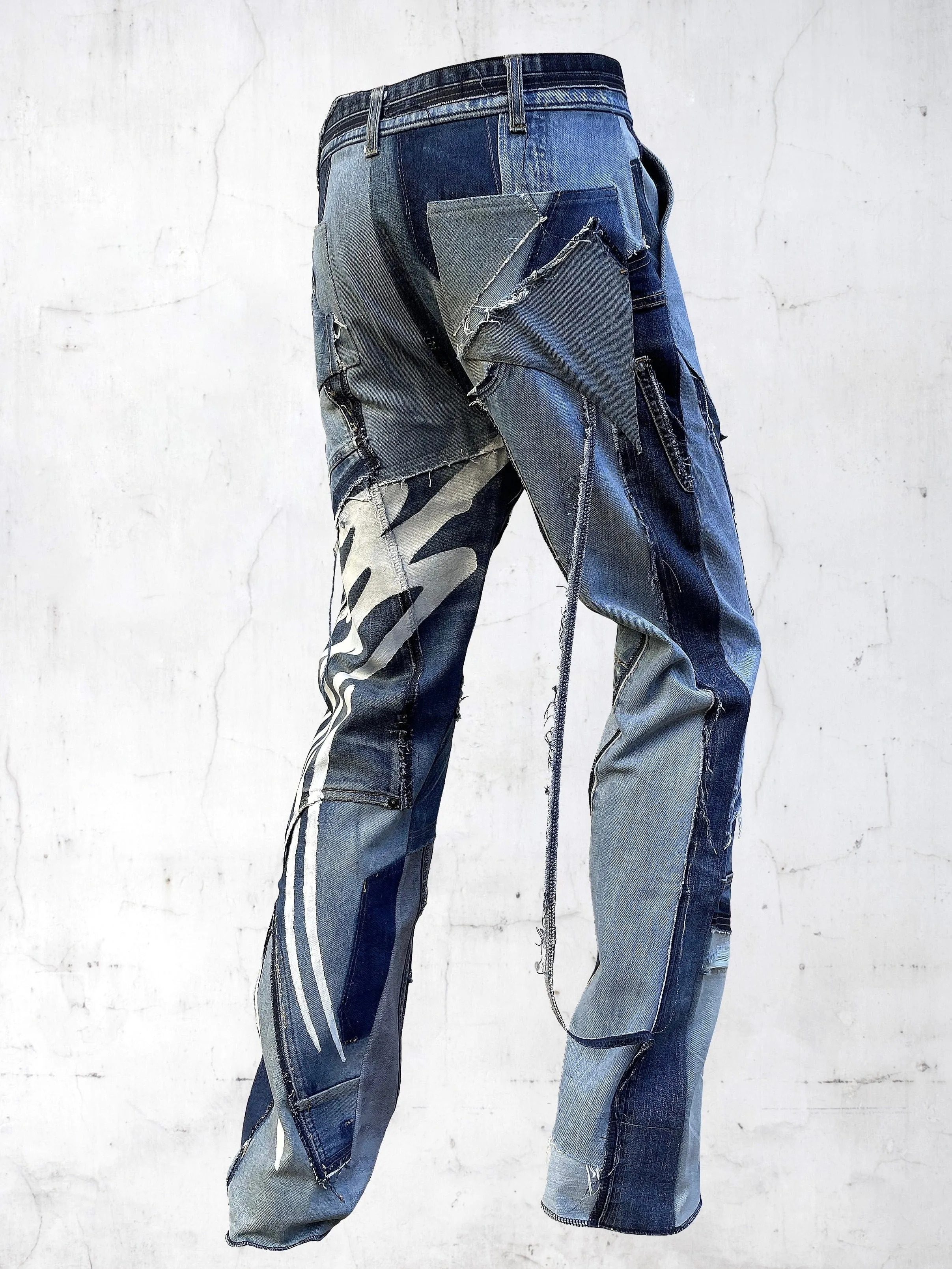 DENIM PRINTED PATCHWORK PANTS BLUE sold by APOC product image thumbnail 2