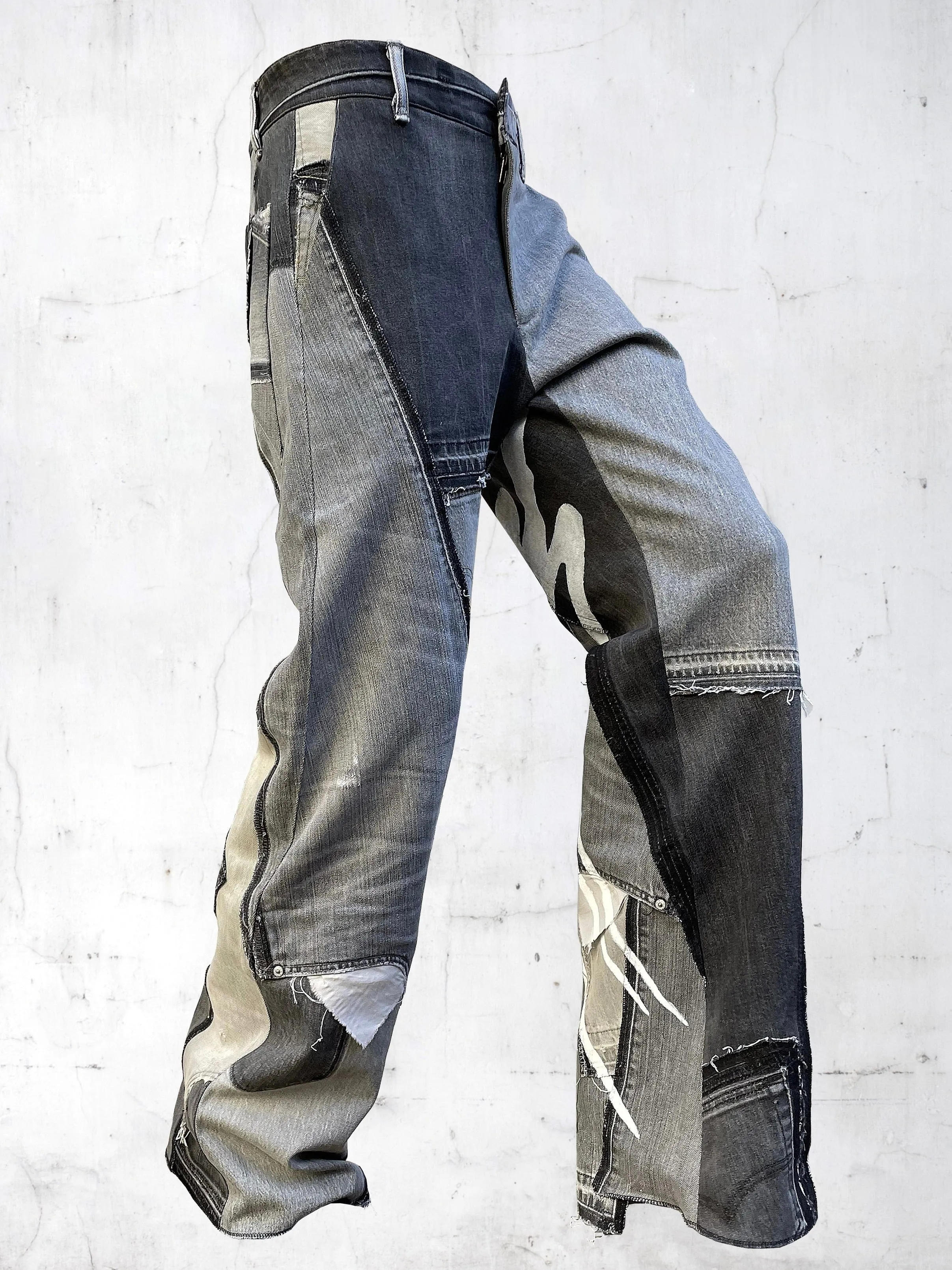 DENIM PRINTED PATCHWORK PANTS GREY sold by APOC product image thumbnail 4