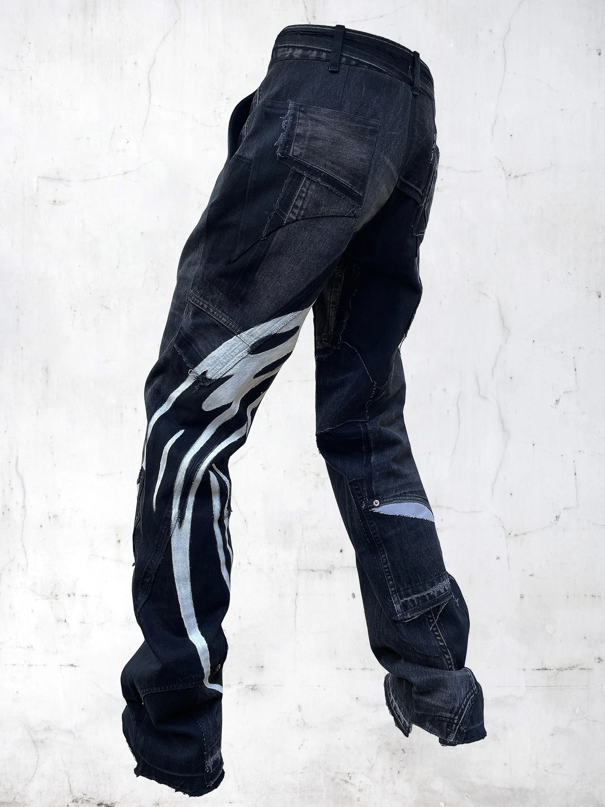 DENIM PRINTED PATCHWORK PANTS BLACK sold by APOC product image thumbnail 3