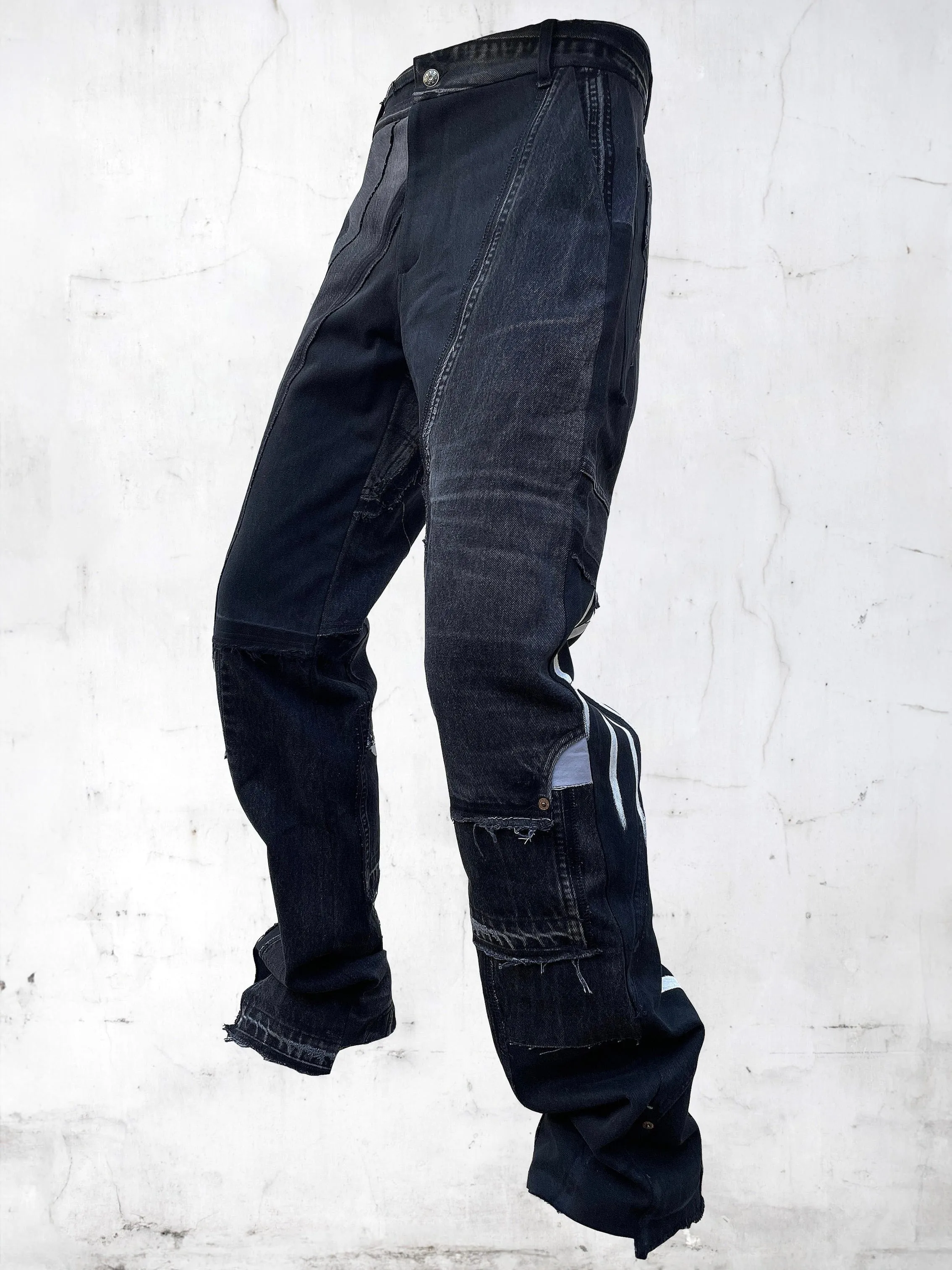 DENIM PRINTED PATCHWORK PANTS BLACK sold by APOC product image thumbnail 4