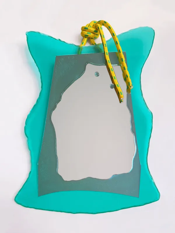 Large Turquoise Mirror made by APOC