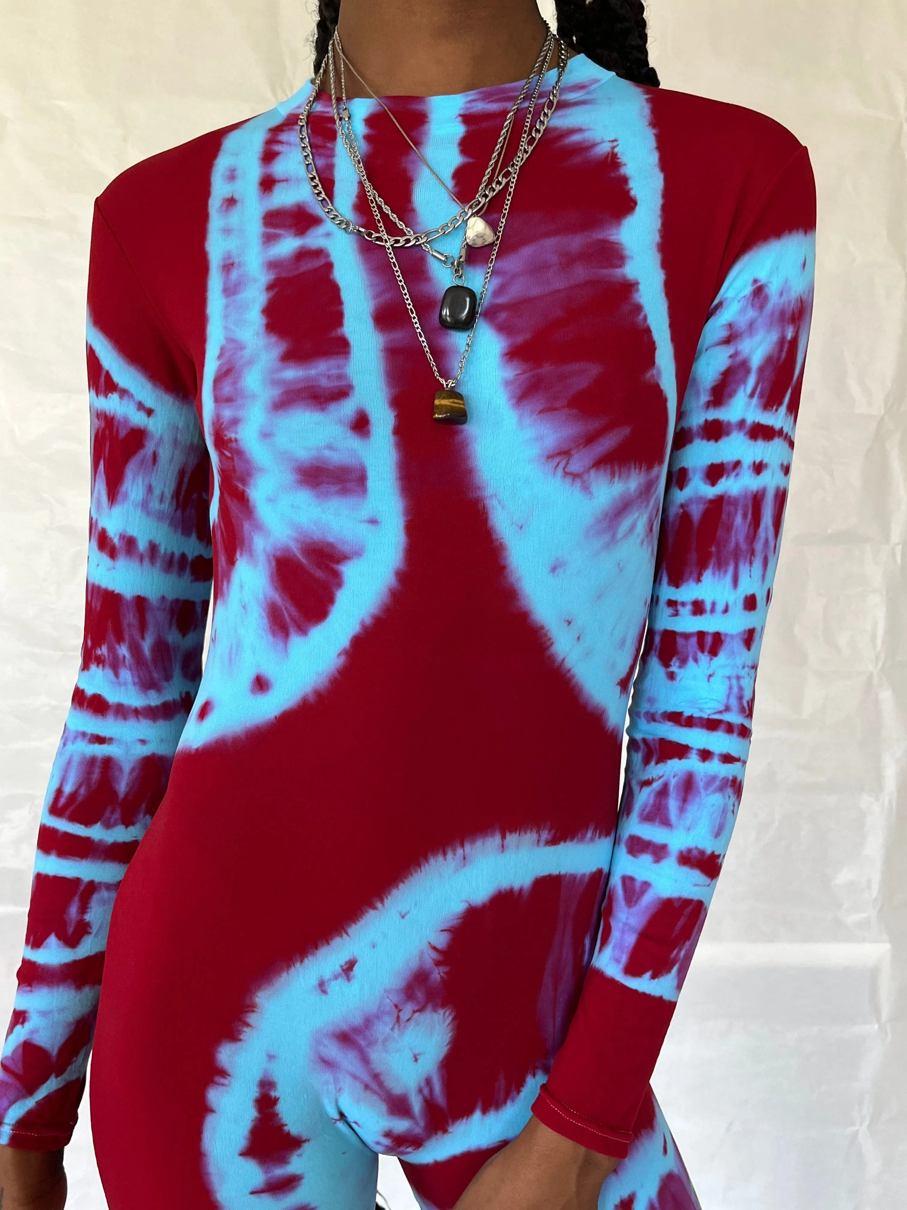 Hand Dyed Catsuit Red Blue sold by APOC product image thumbnail 2