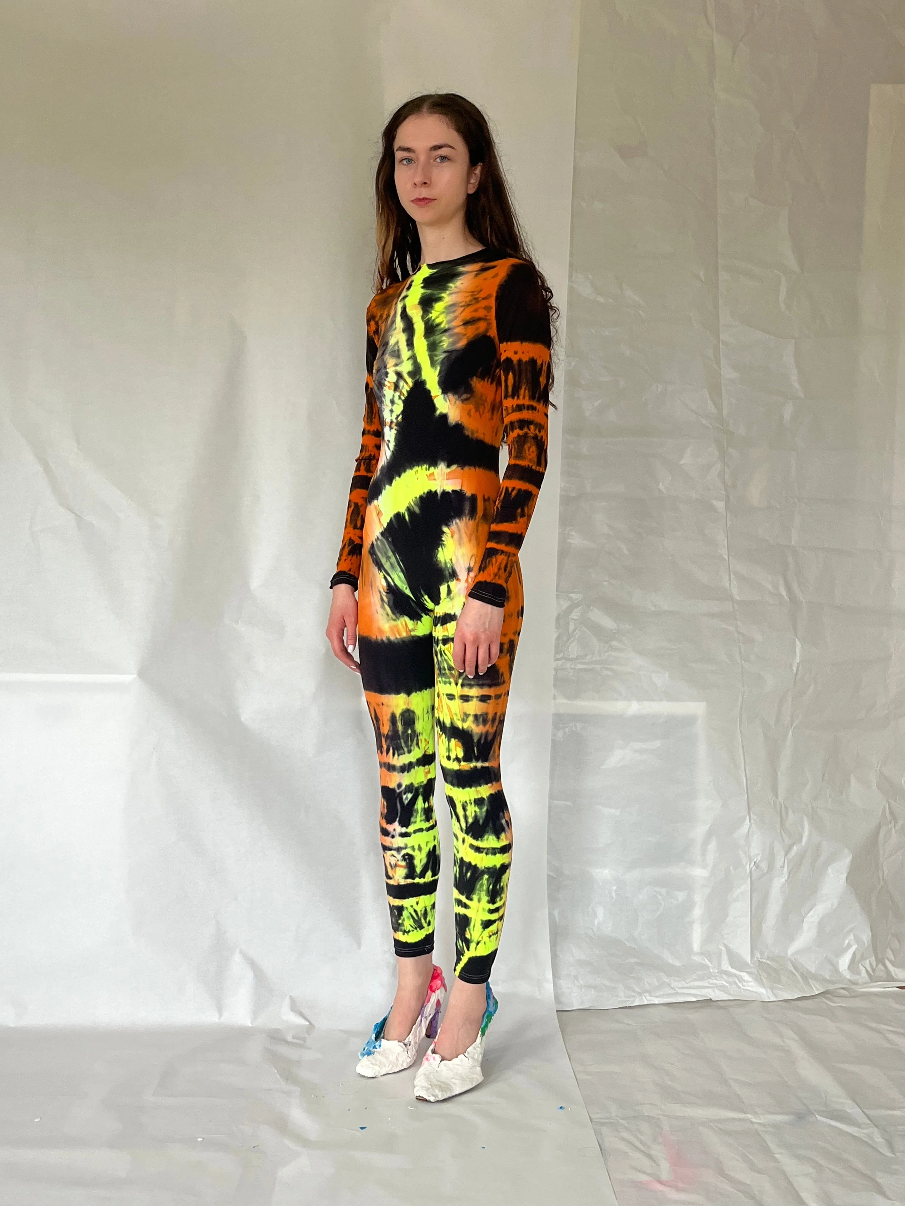 Hand Dyed Catsuit Orange Multicolour sold by APOC product image thumbnail 4