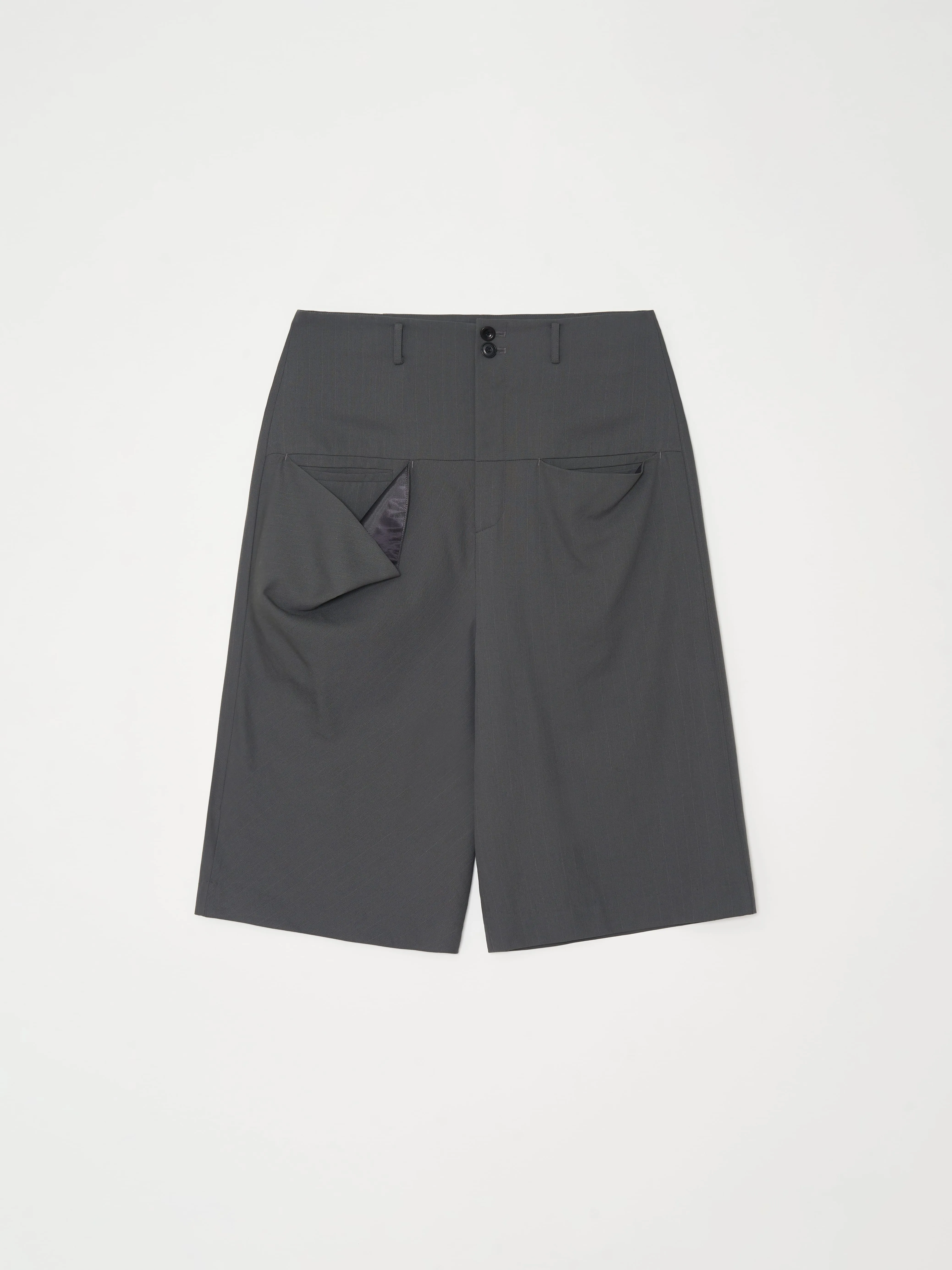 Draped Pocket Wool Shorts 001 _ Gray sold by APOC